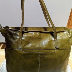Hobo Hero Leather Tote Handbag in Willow (olive green)